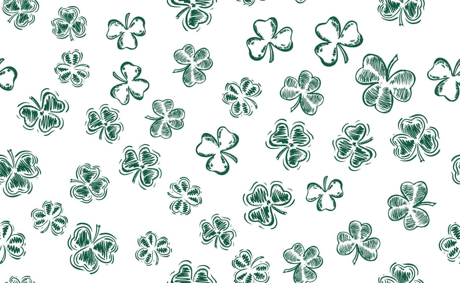 Clover set, hand drawn illustration. Patrick day. vector