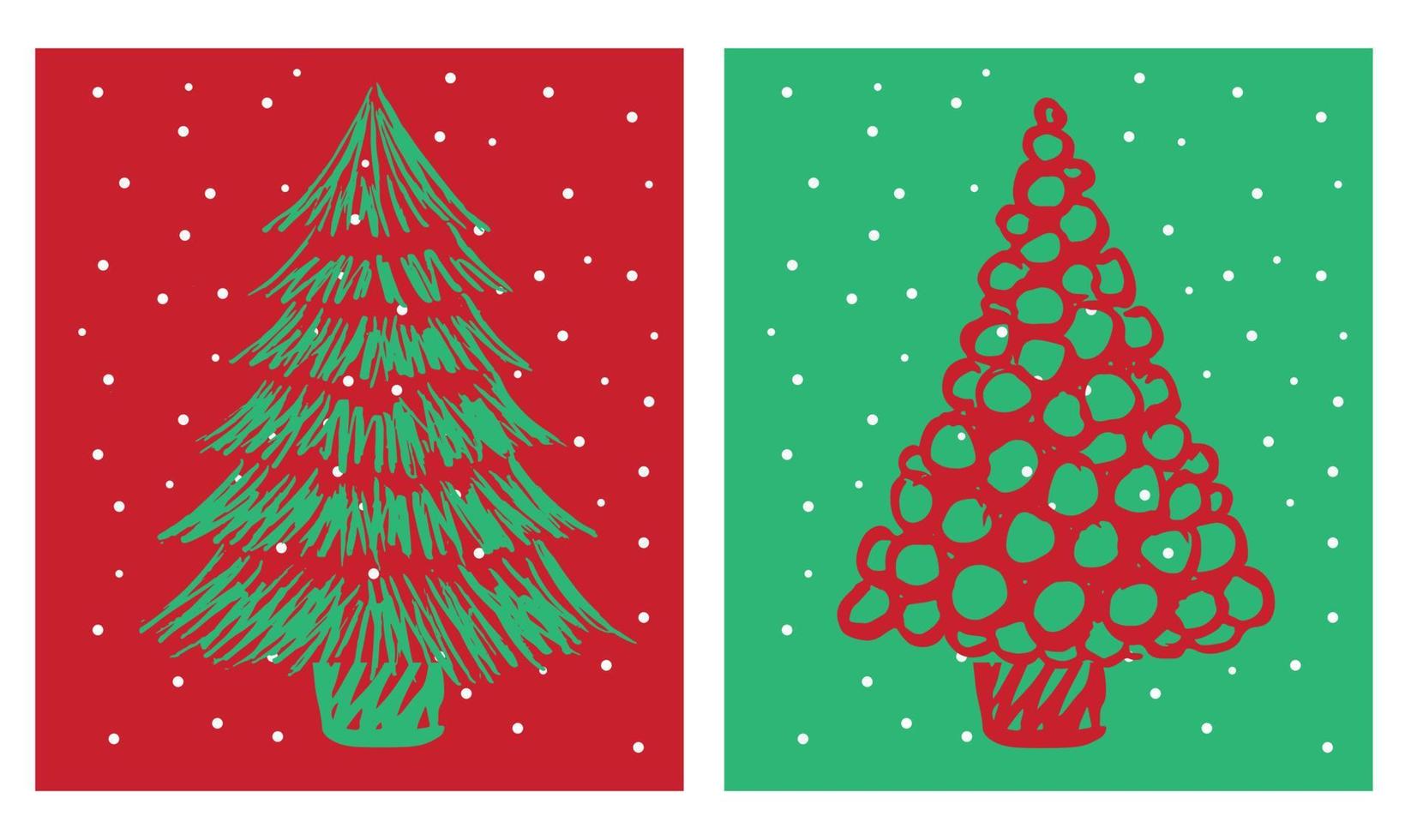 Christmas tree hand drawn illustrations. Vector. vector