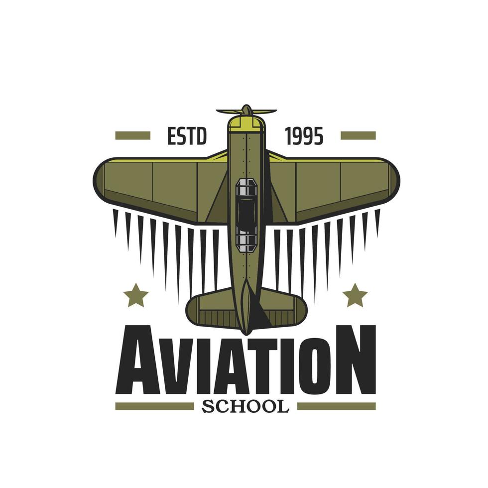 Aviation school, pilots training center emblem vector