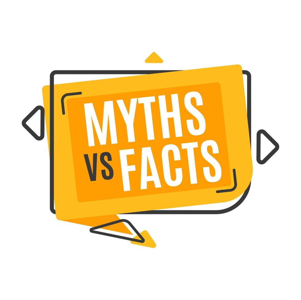 mitos vs hechos, verdad versus bocadillo falso vector