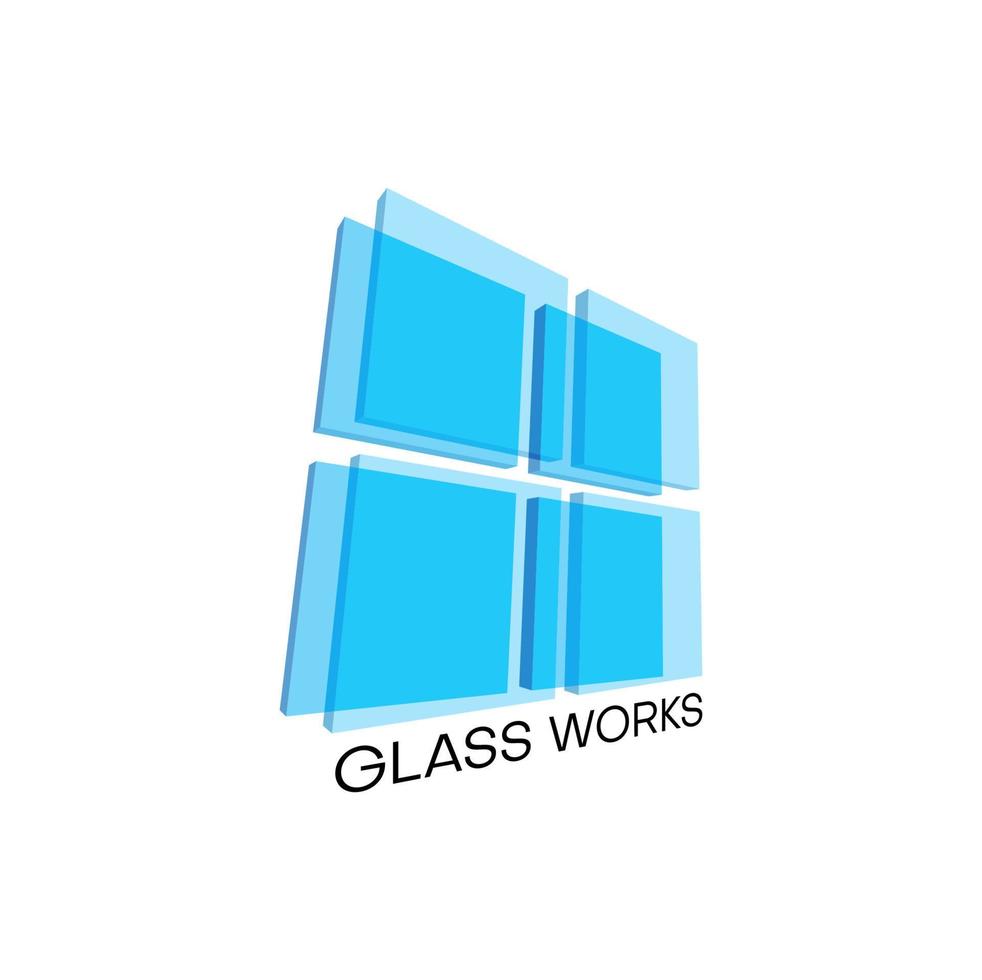 Glass works, window installing service icon vector