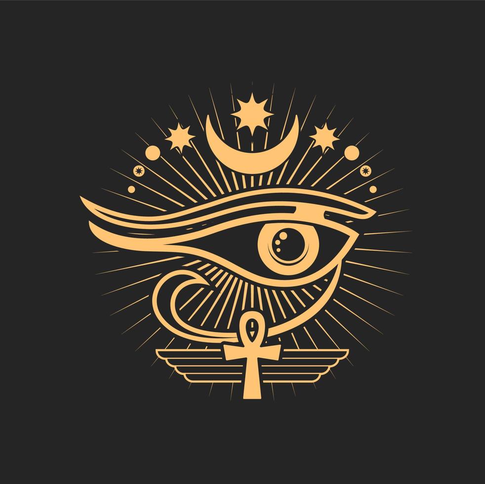 signo esotérico, ojo de horus talismán oculto místico vector