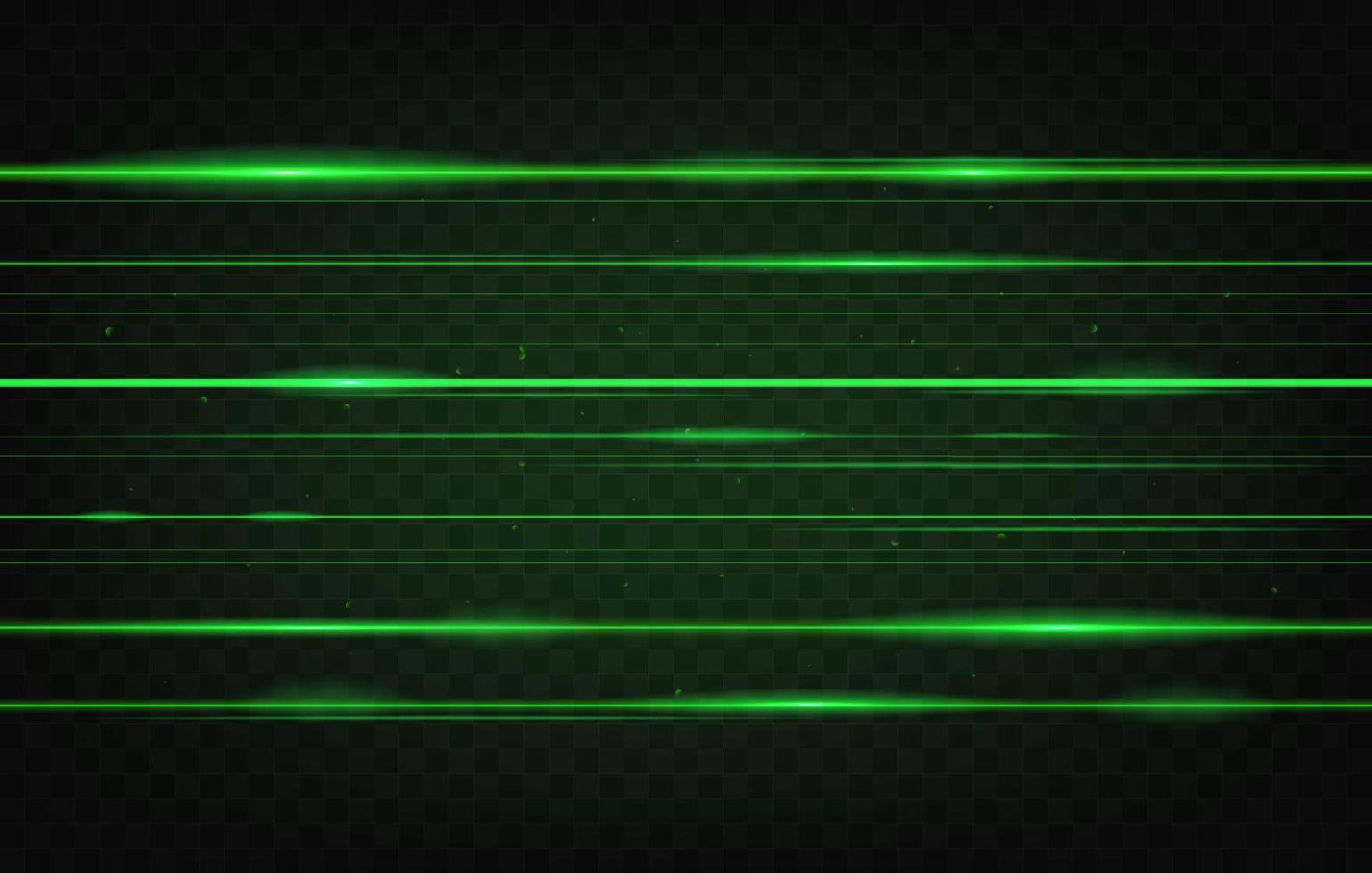 Green laser beams background, neon light glow rays vector