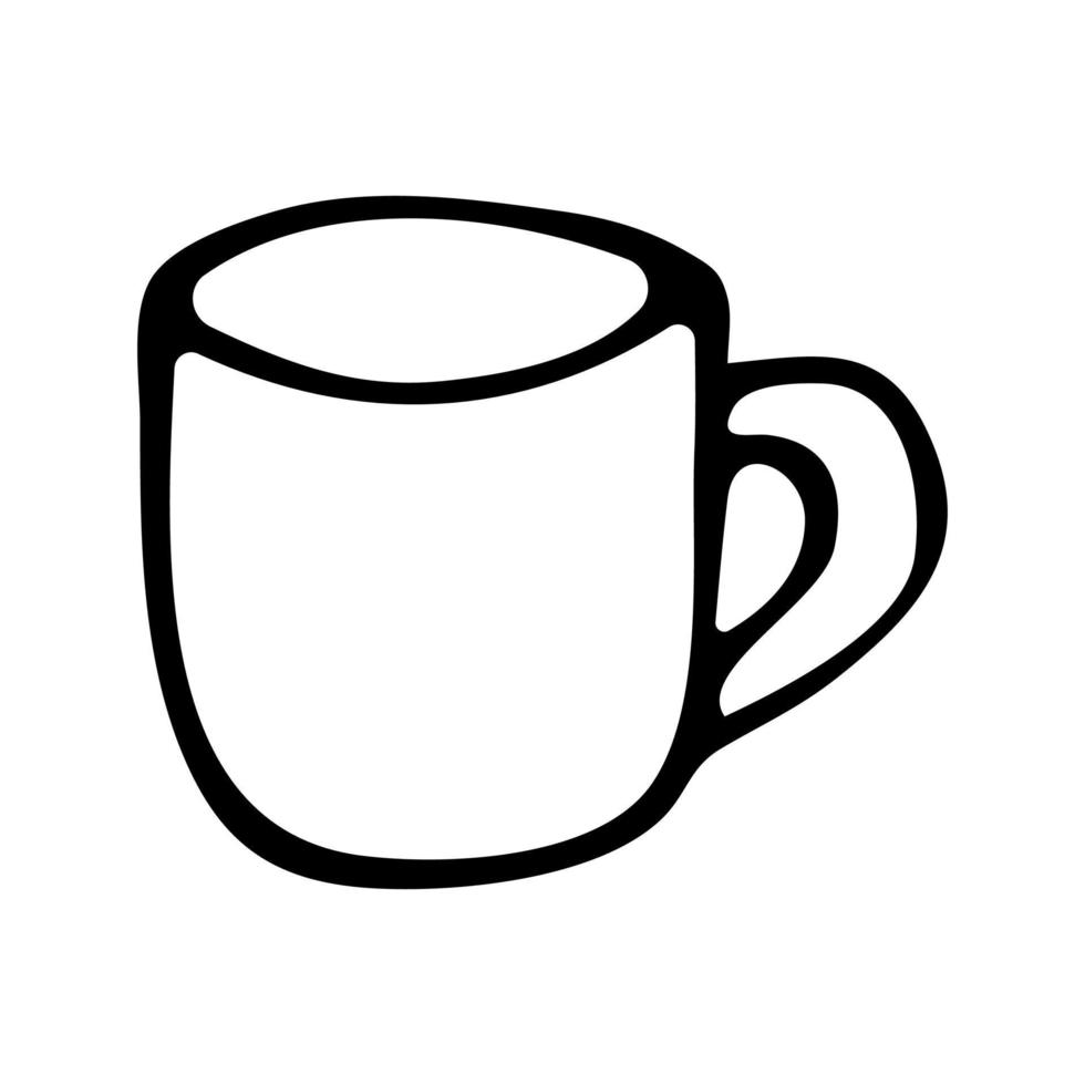 una taza de café estilo garabato en blanco y negro vector