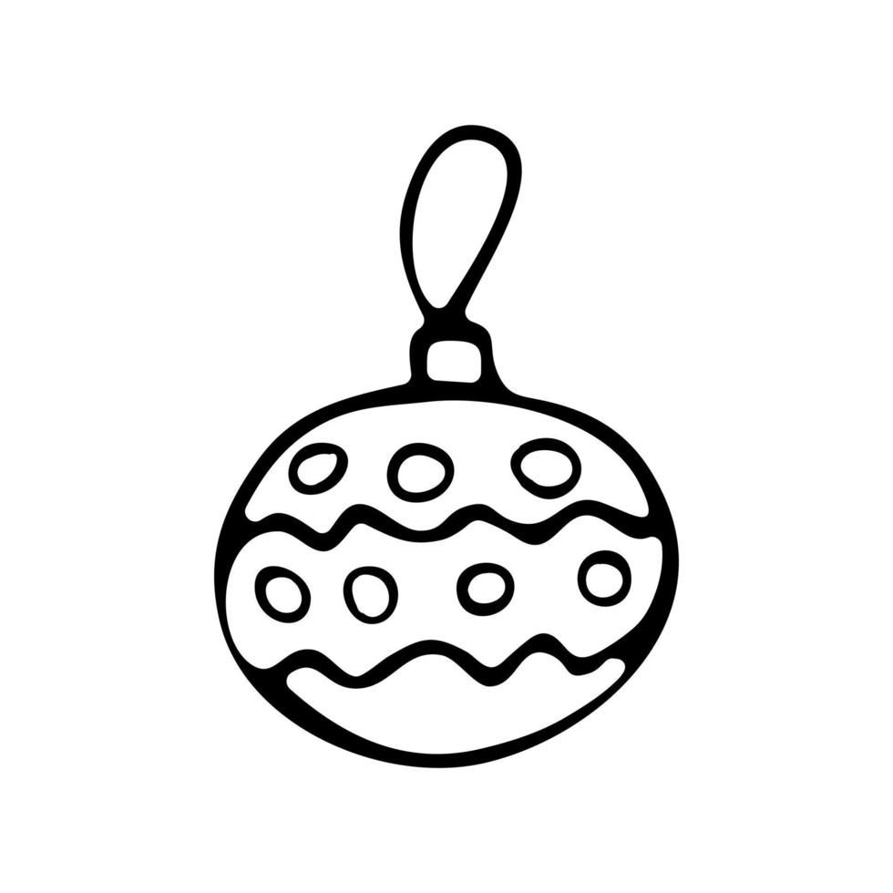 New Year's Toy Balloon. Christmas glass toy ball on a rope vector icon