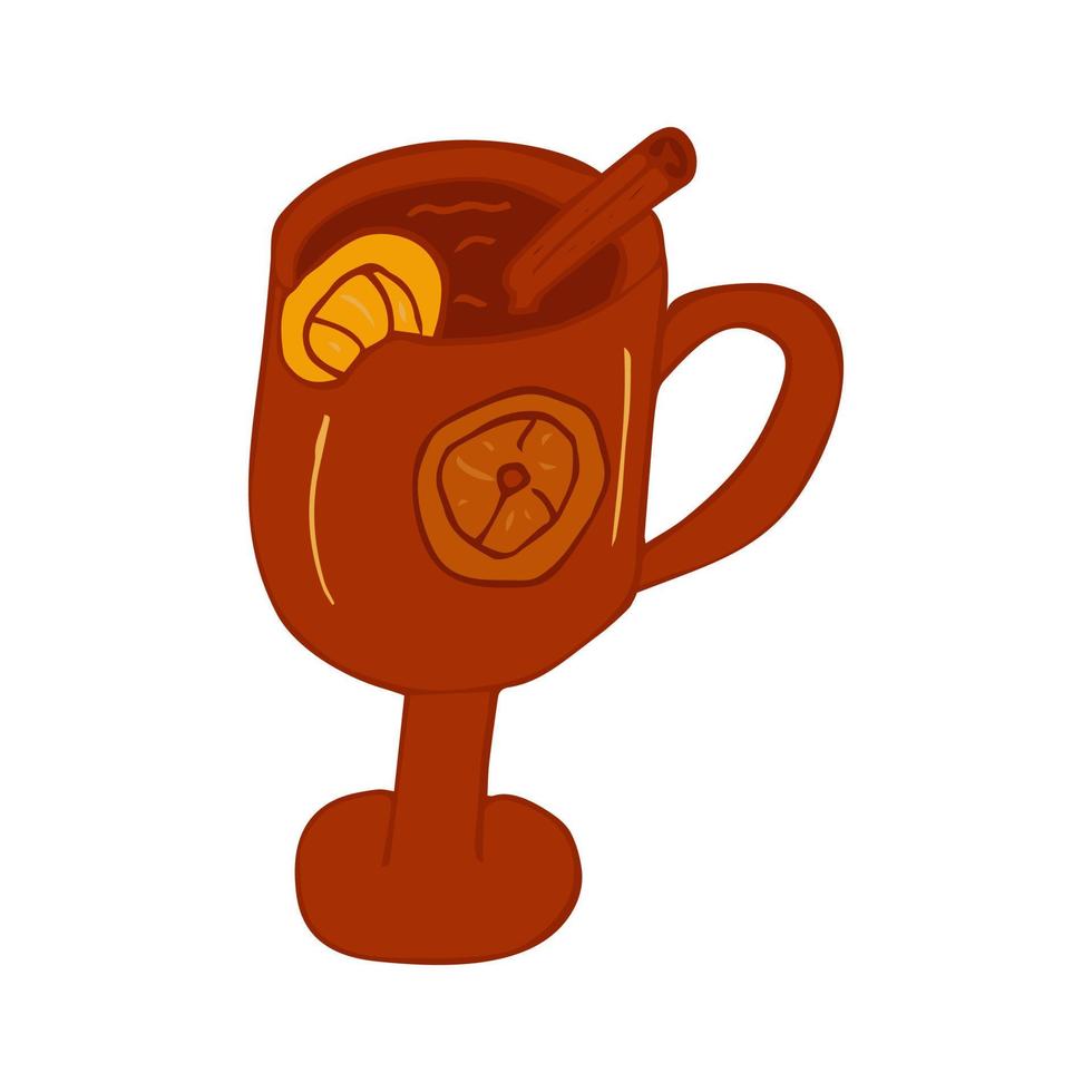 Doodle style mulled wine in a glass colorful illustration vector