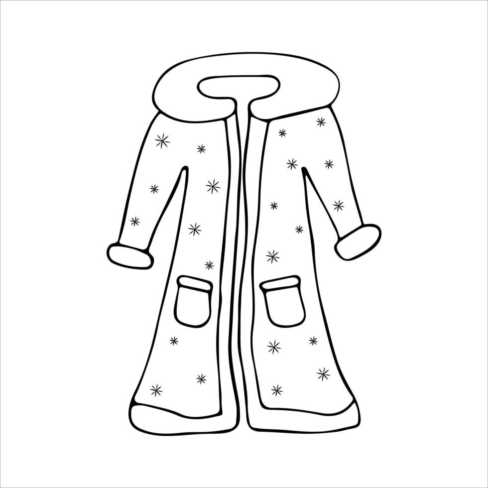 ropa de santa claus, abrigos de piel estilo garabato vector