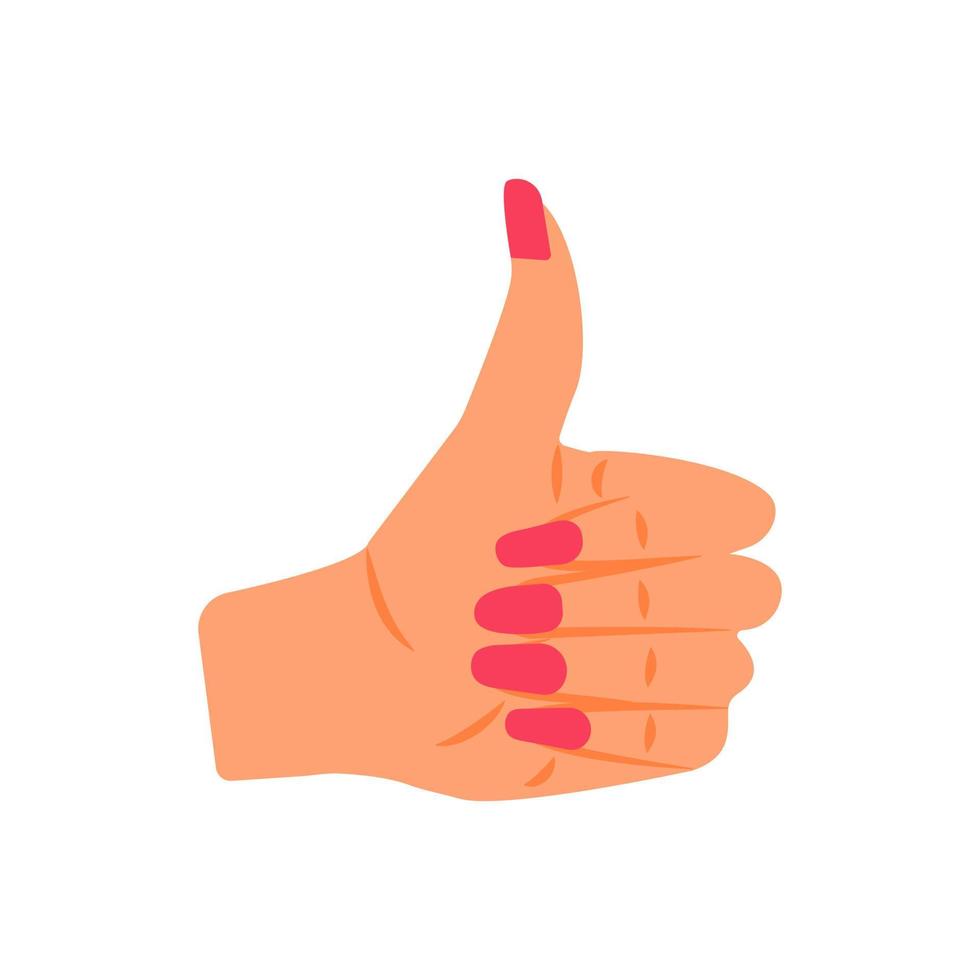 Women's hand, finger up vector icon illustration