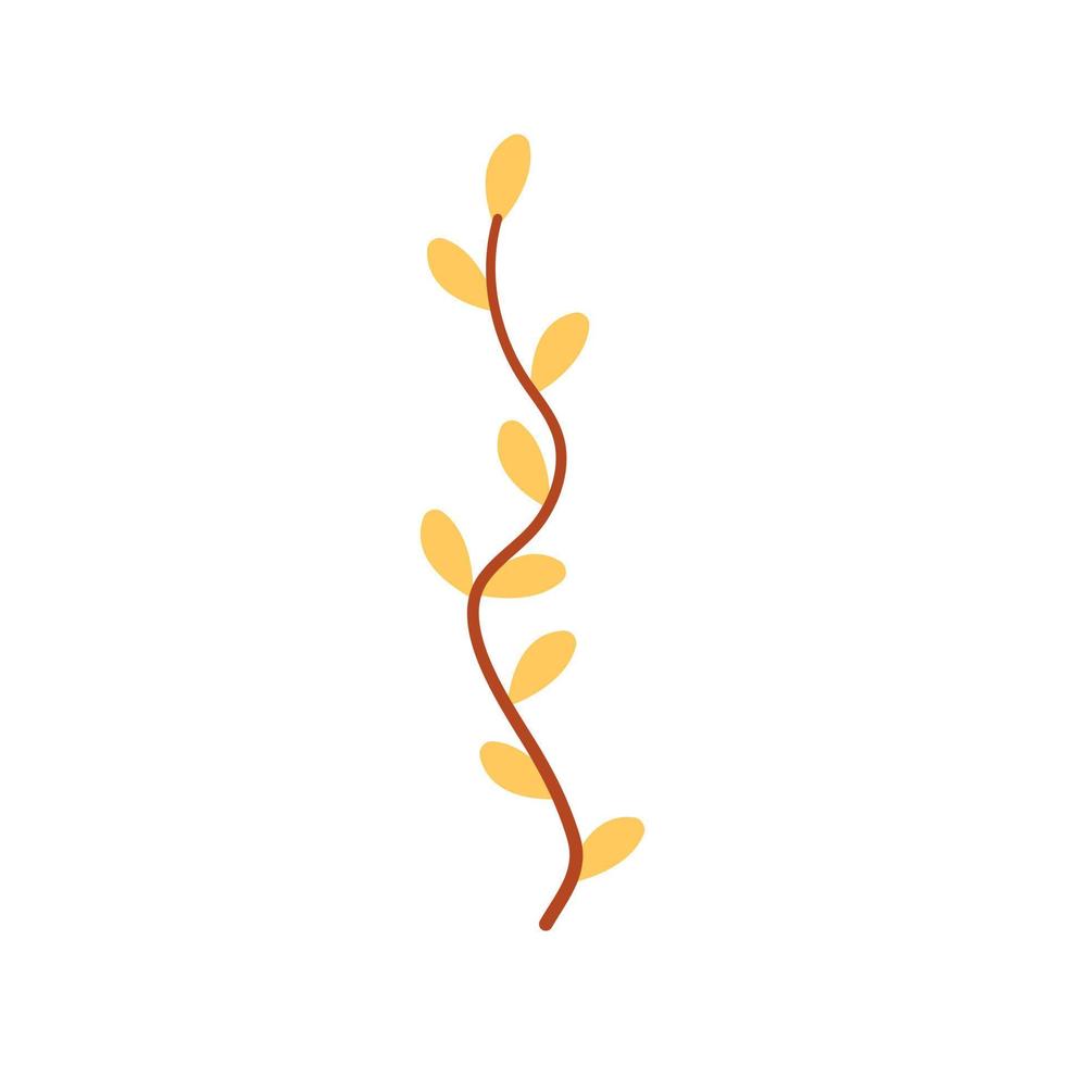 Autumn sprig with cute yellow leaves simple vector illustration