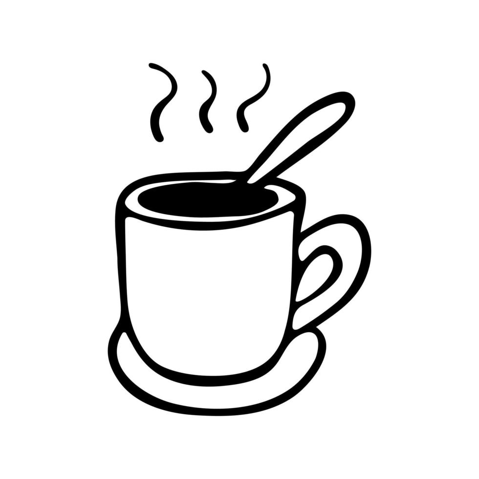 una taza de café o té estilo garabato en blanco y negro vector