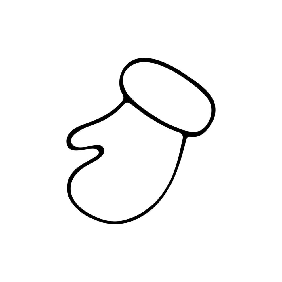 Mitten on a white background in the style of a doodle vector