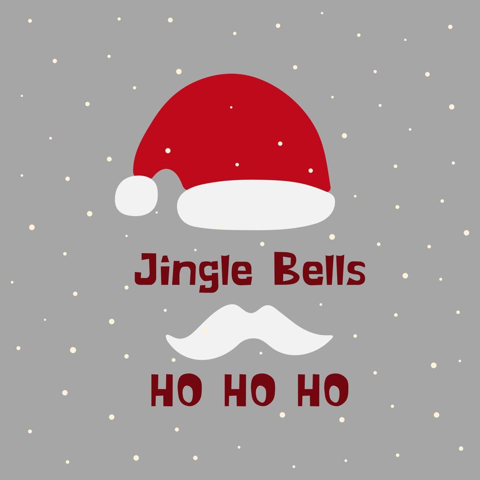 la inscripción jingle bells y ho ho ho. fondo gris vectorial con nieve vector