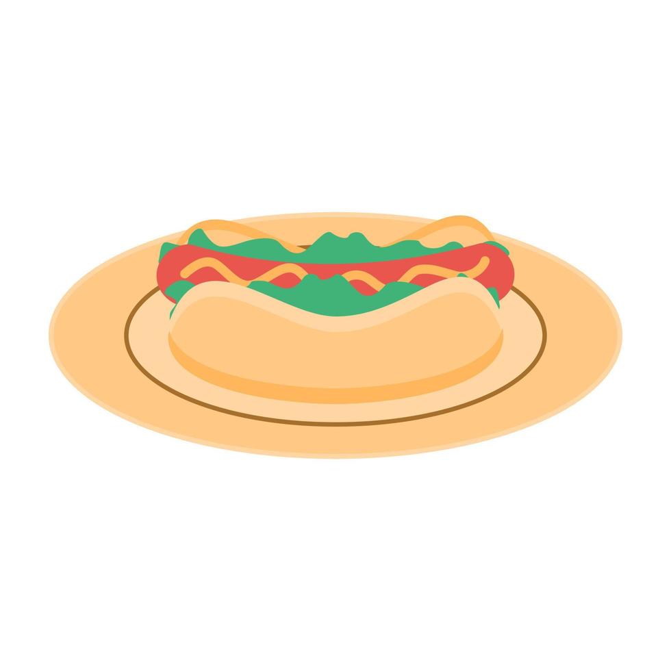 Hot dog on a plate 3 vector