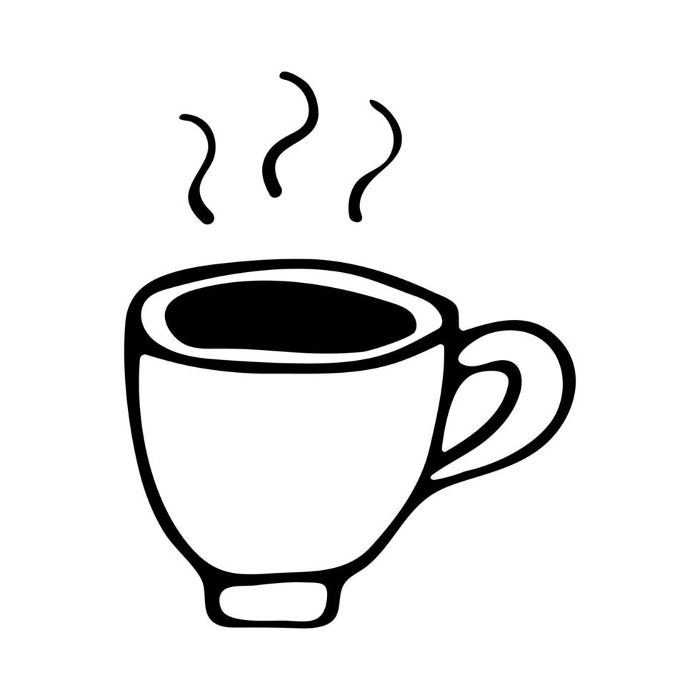 una taza de café vector de estilo garabato en blanco y negro