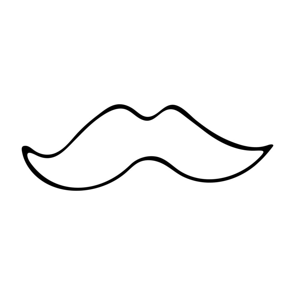 Santa Claus' mustache on a white background in the style of doodle black and white vector