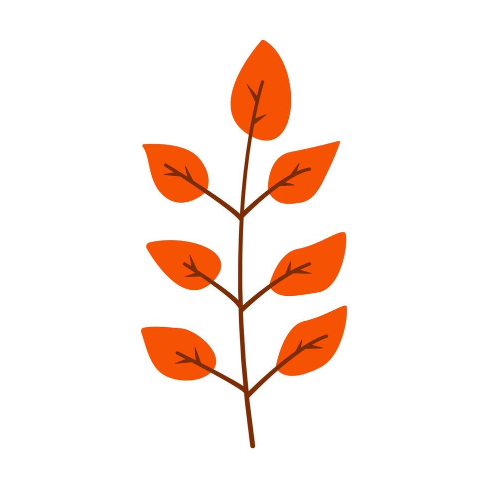 Autumn sprig with orange leaves simple illustration vector