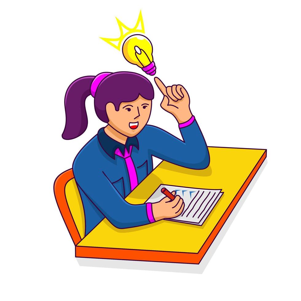 ilustración de una persona que trabaja en una computadora, colores azul, amarillo y púrpura vector
