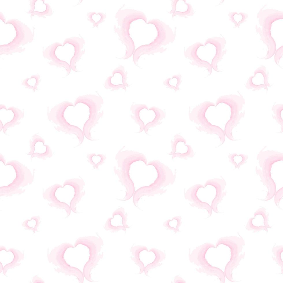 Seamless pattern abstract brush strokes in the shape of hearts in delicate pink tones in watercolor vector
