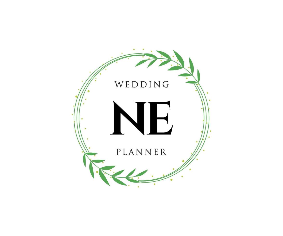 NE Initials letter Wedding monogram logos collection, hand drawn modern minimalistic and floral templates for Invitation cards, Save the Date, elegant identity for restaurant, boutique, cafe in vector
