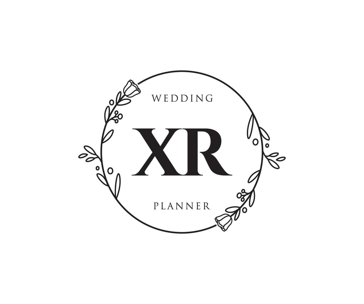 Initial XR feminine logo. Usable for Nature, Salon, Spa, Cosmetic and Beauty Logos. Flat Vector Logo Design Template Element.