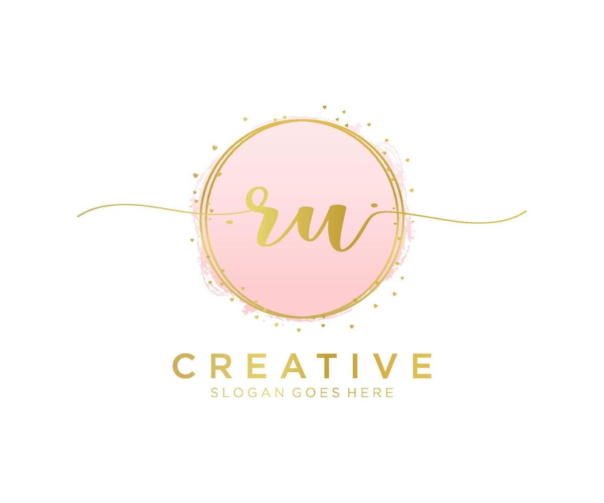 Initial RU feminine logo. Usable for Nature, Salon, Spa, Cosmetic and Beauty Logos. Flat Vector Logo Design Template Element.