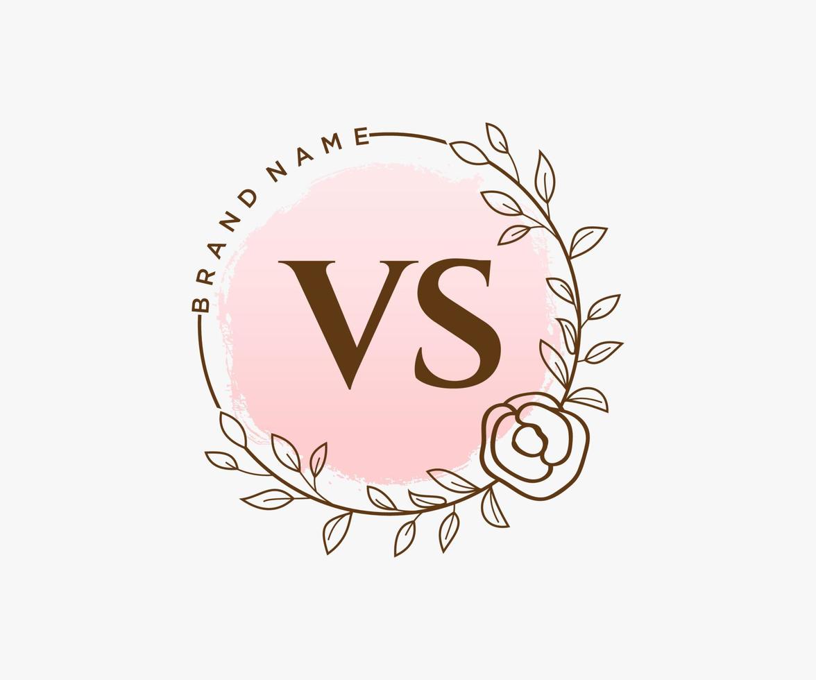 Initial VS feminine logo. Usable for Nature, Salon, Spa, Cosmetic and Beauty Logos. Flat Vector Logo Design Template Element.
