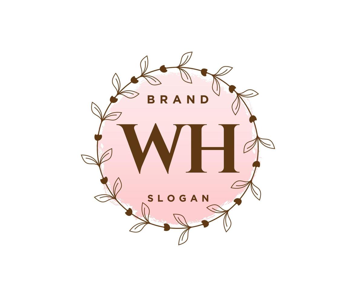 Initial WH feminine logo. Usable for Nature, Salon, Spa, Cosmetic and Beauty Logos. Flat Vector Logo Design Template Element.