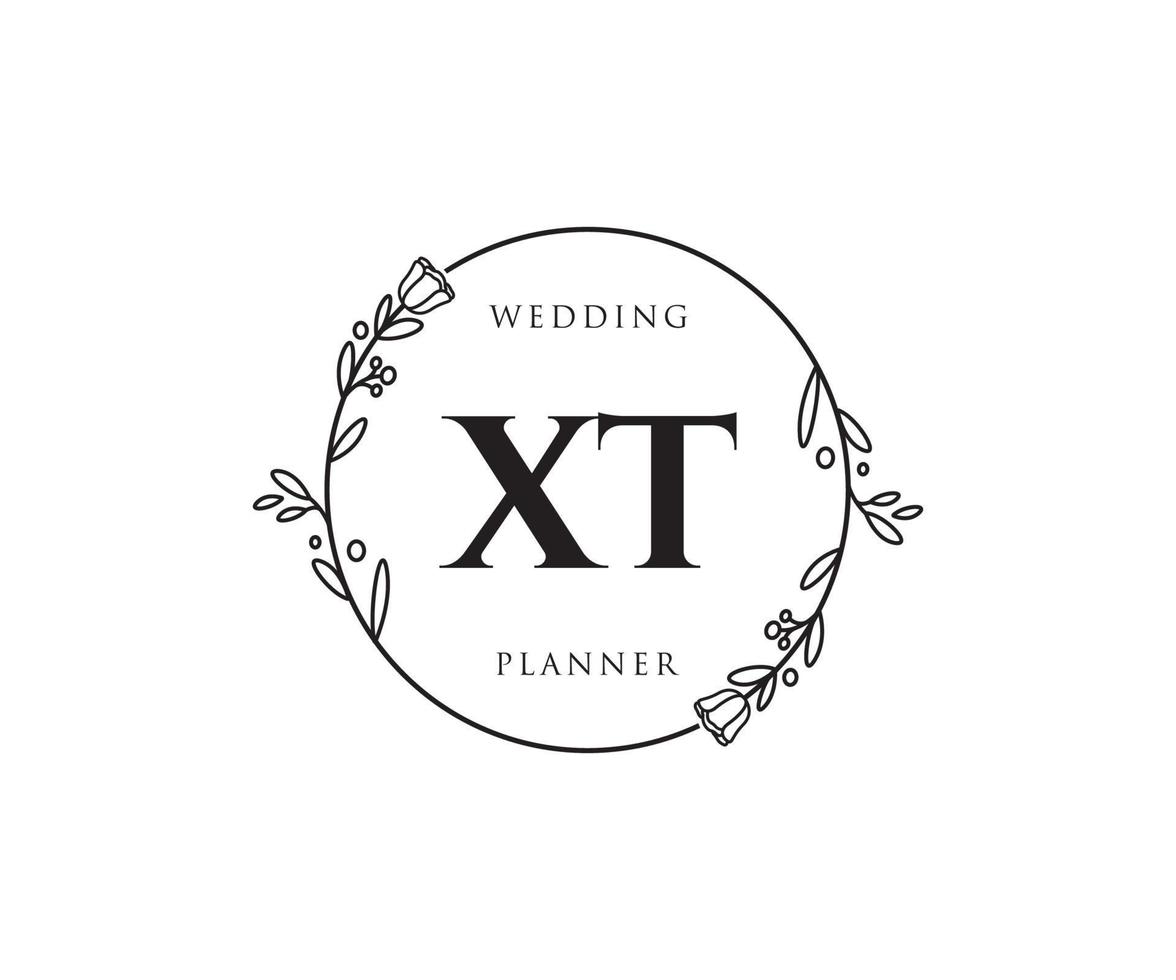 Initial XT feminine logo. Usable for Nature, Salon, Spa, Cosmetic and Beauty Logos. Flat Vector Logo Design Template Element.