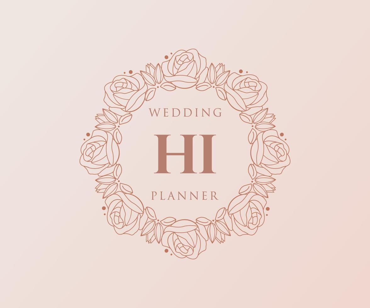 hola colección de logotipos de monograma de boda con letras iniciales, plantillas florales y minimalistas modernas dibujadas a mano para tarjetas de invitación, guardar la fecha, identidad elegante para restaurante, boutique, café en vector