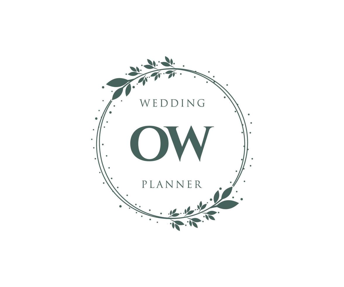 OW Initials letter Wedding monogram logos collection, hand drawn modern minimalistic and floral templates for Invitation cards, Save the Date, elegant identity for restaurant, boutique, cafe in vector