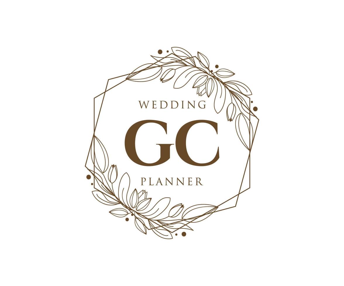 GC Initials letter Wedding monogram logos collection, hand drawn modern minimalistic and floral templates for Invitation cards, Save the Date, elegant identity for restaurant, boutique, cafe in vector