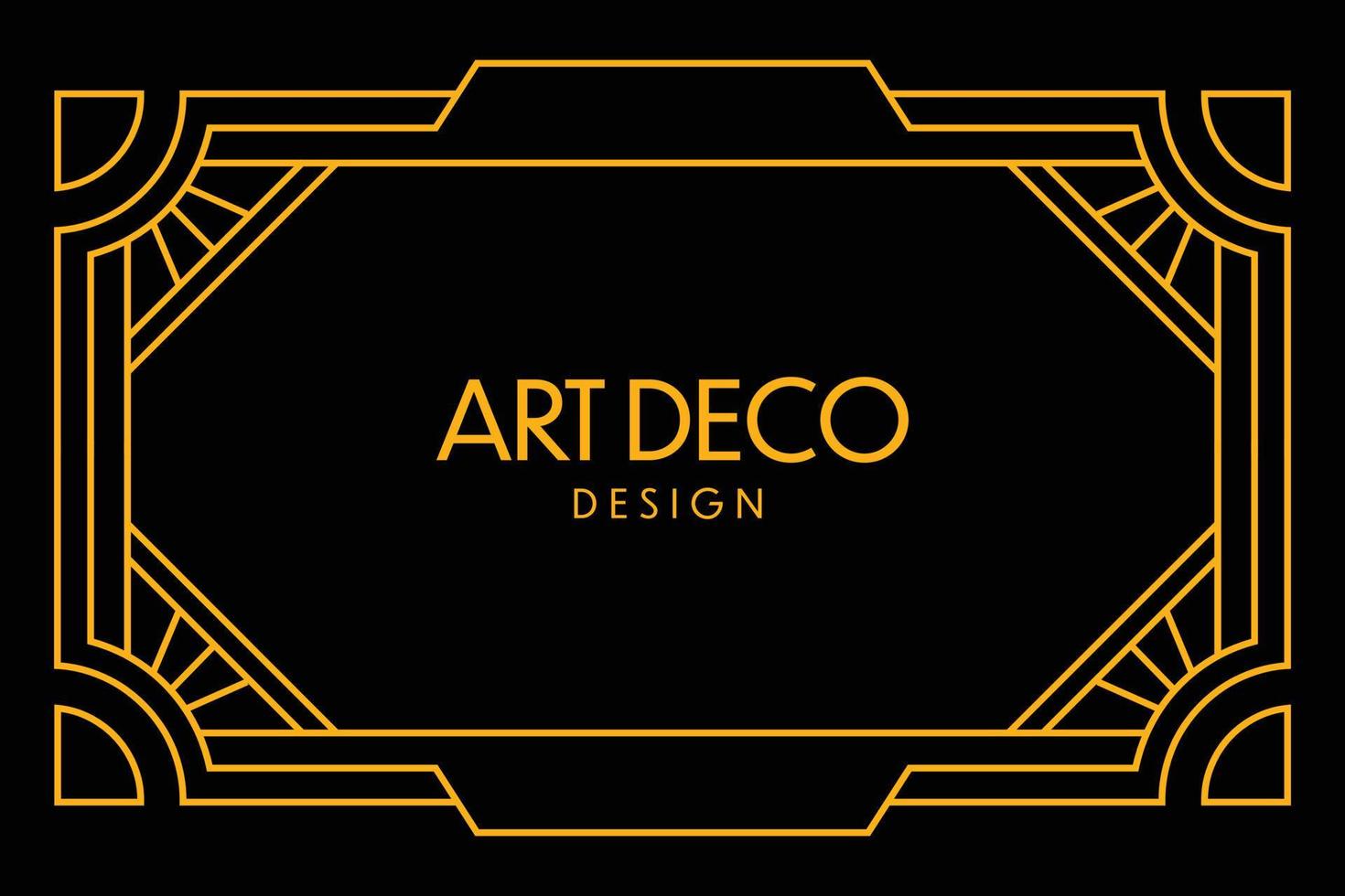 Art deco frame in golden color for classy and luxury template design style. premium poster in