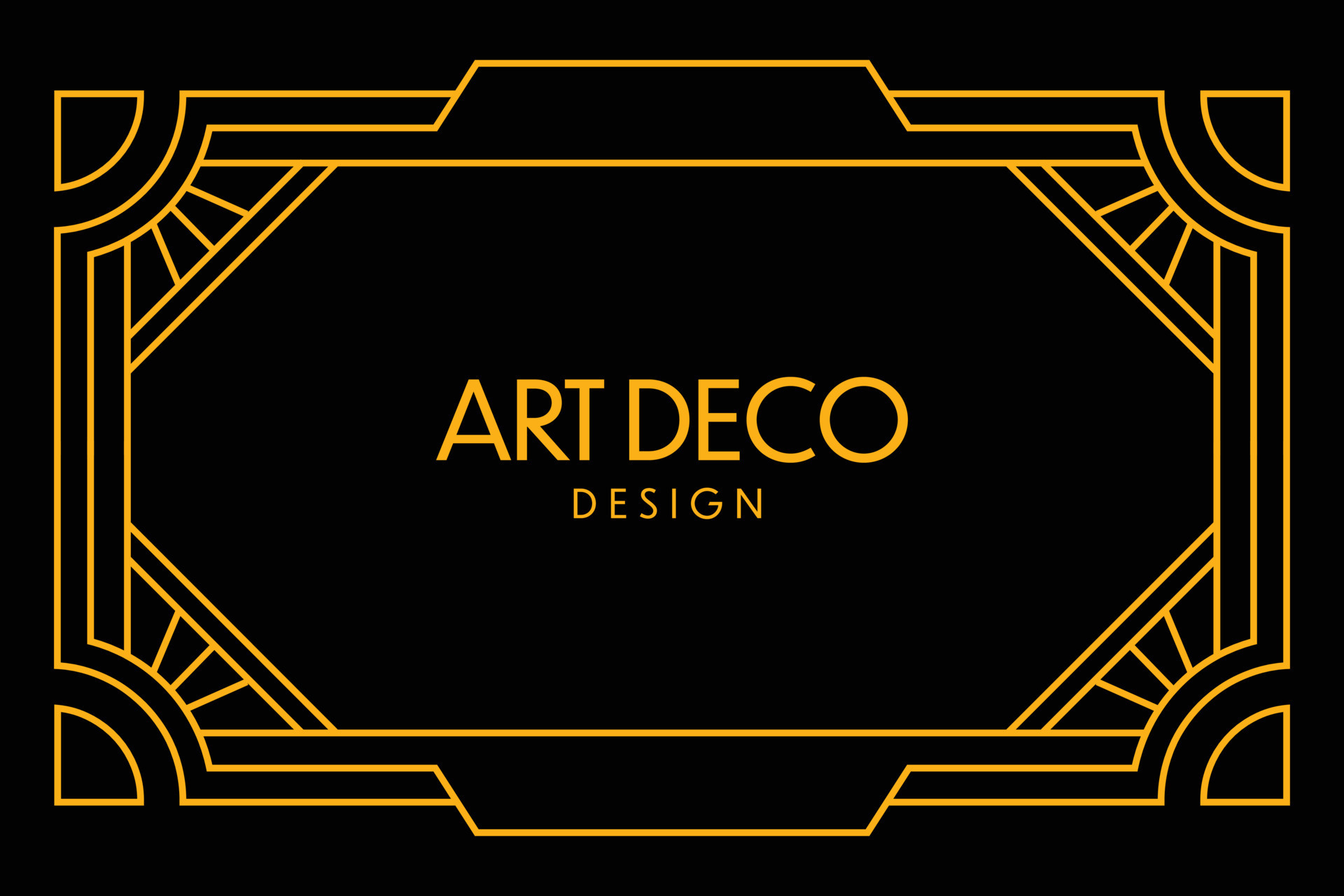 Art deco frame in golden color for classy and luxury template design