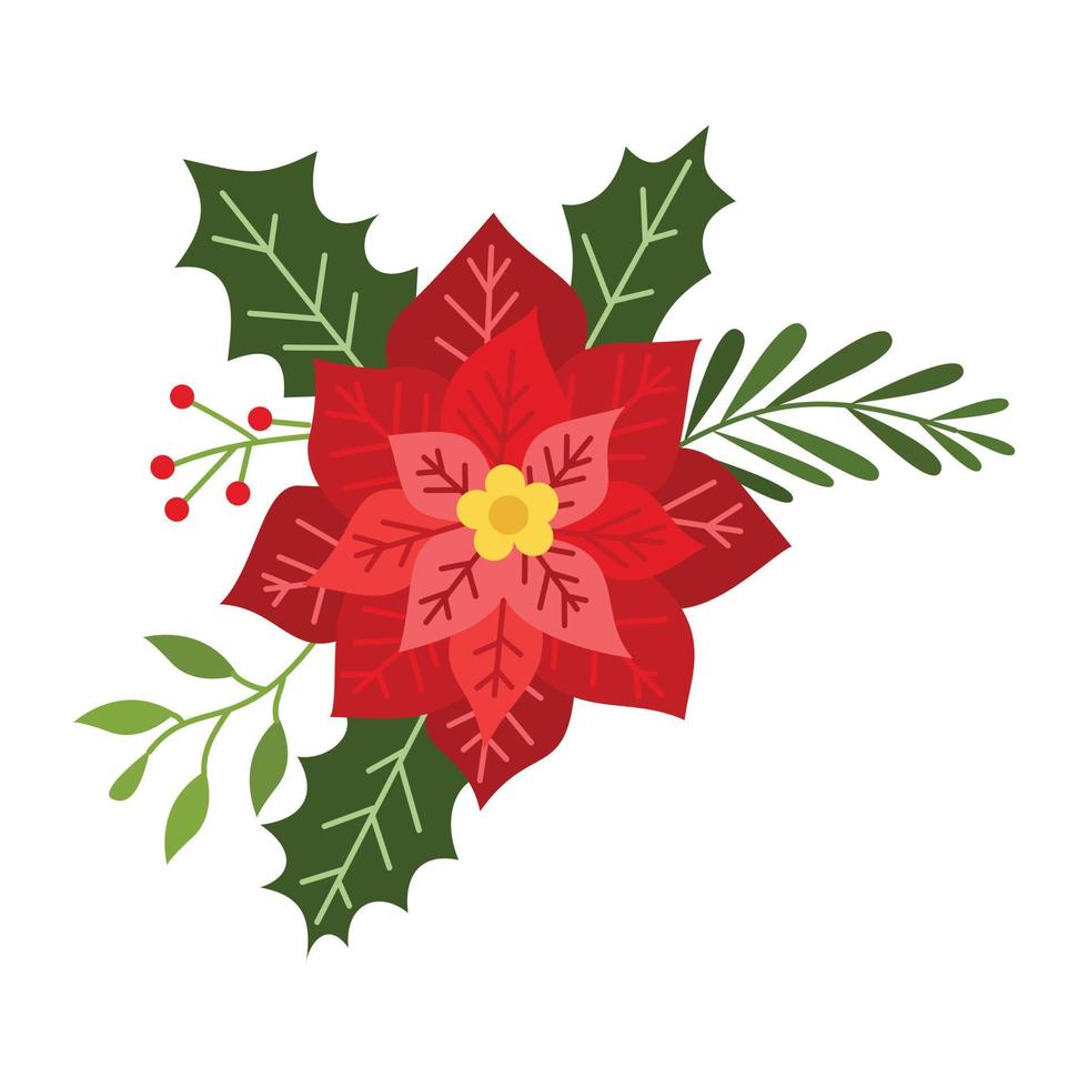 ilustración de bayas y ramo de flores para decoraciones navideñas y de año nuevo. colección de coronas para adornos de celebración de invierno vector