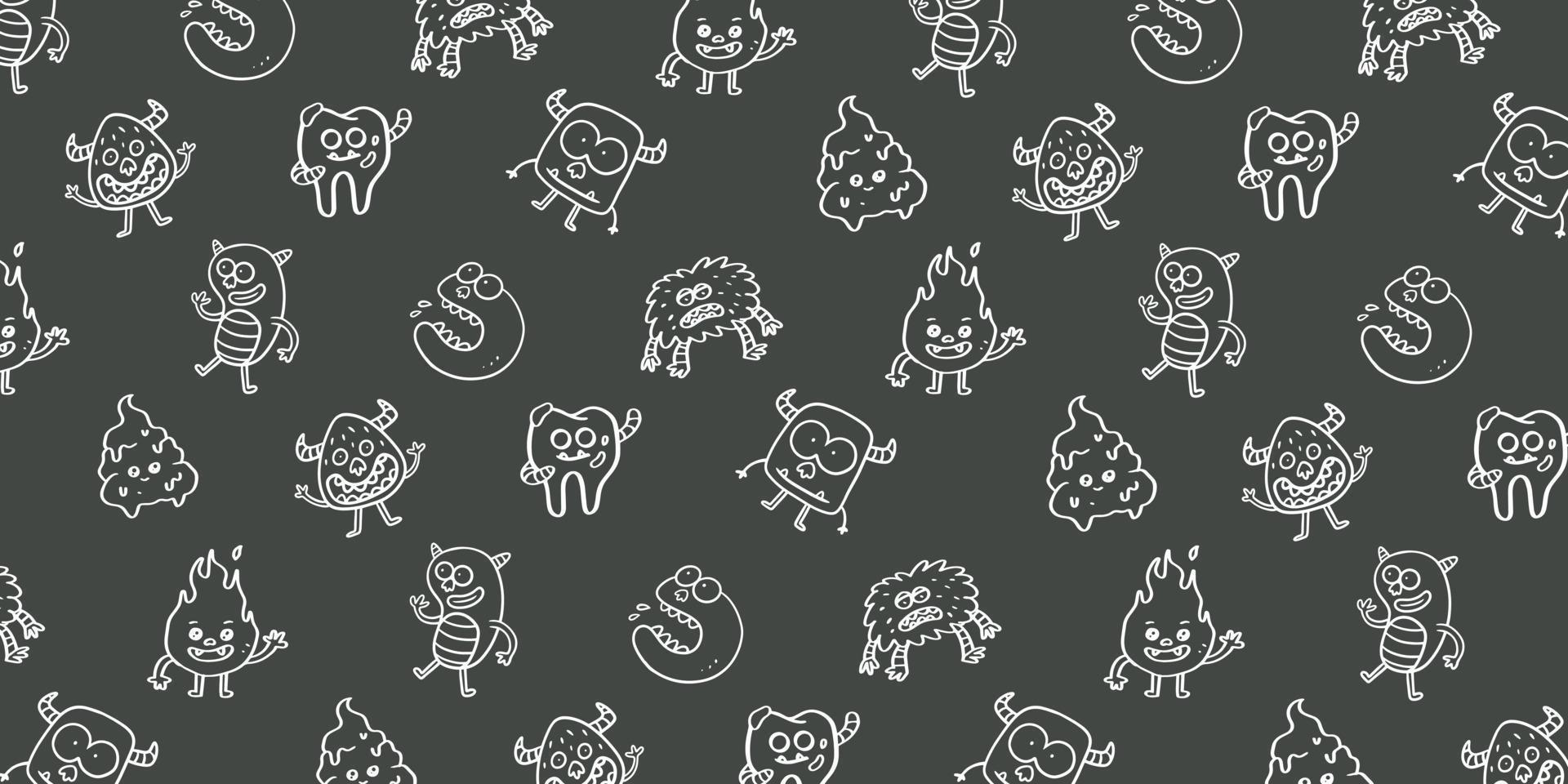 Cute Monster hand drawn pattern illustration background design vector