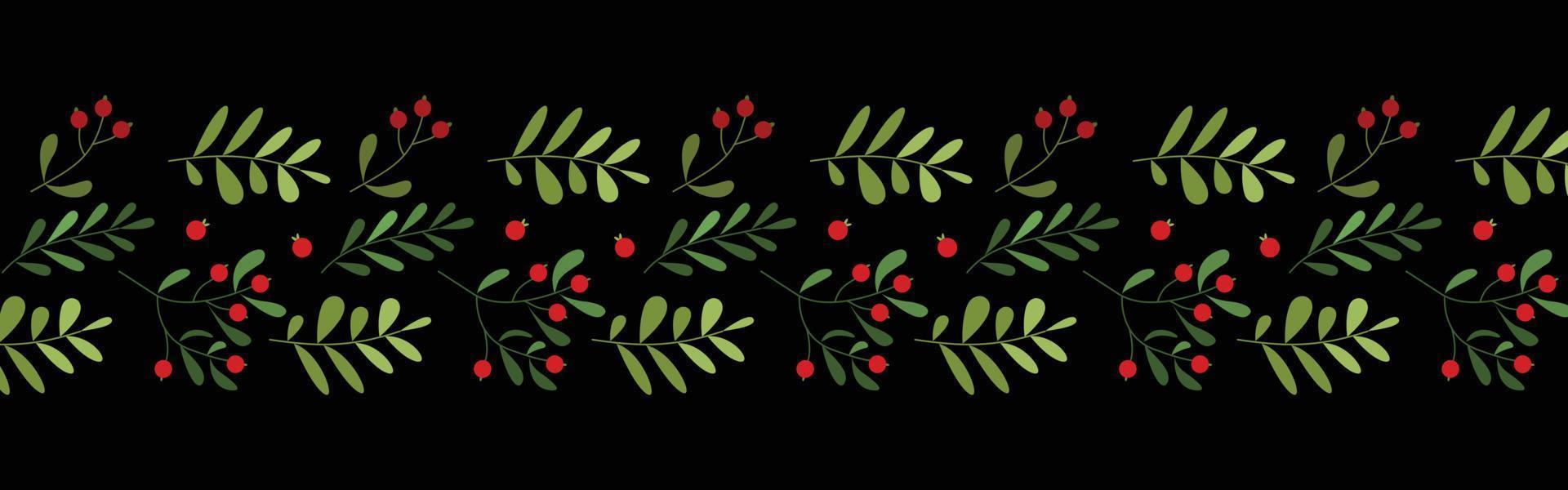 decoración de hojas y flores para el diseño de fondo de navidad. ilustración de patrón de hojas y bayas para papel tapiz vector