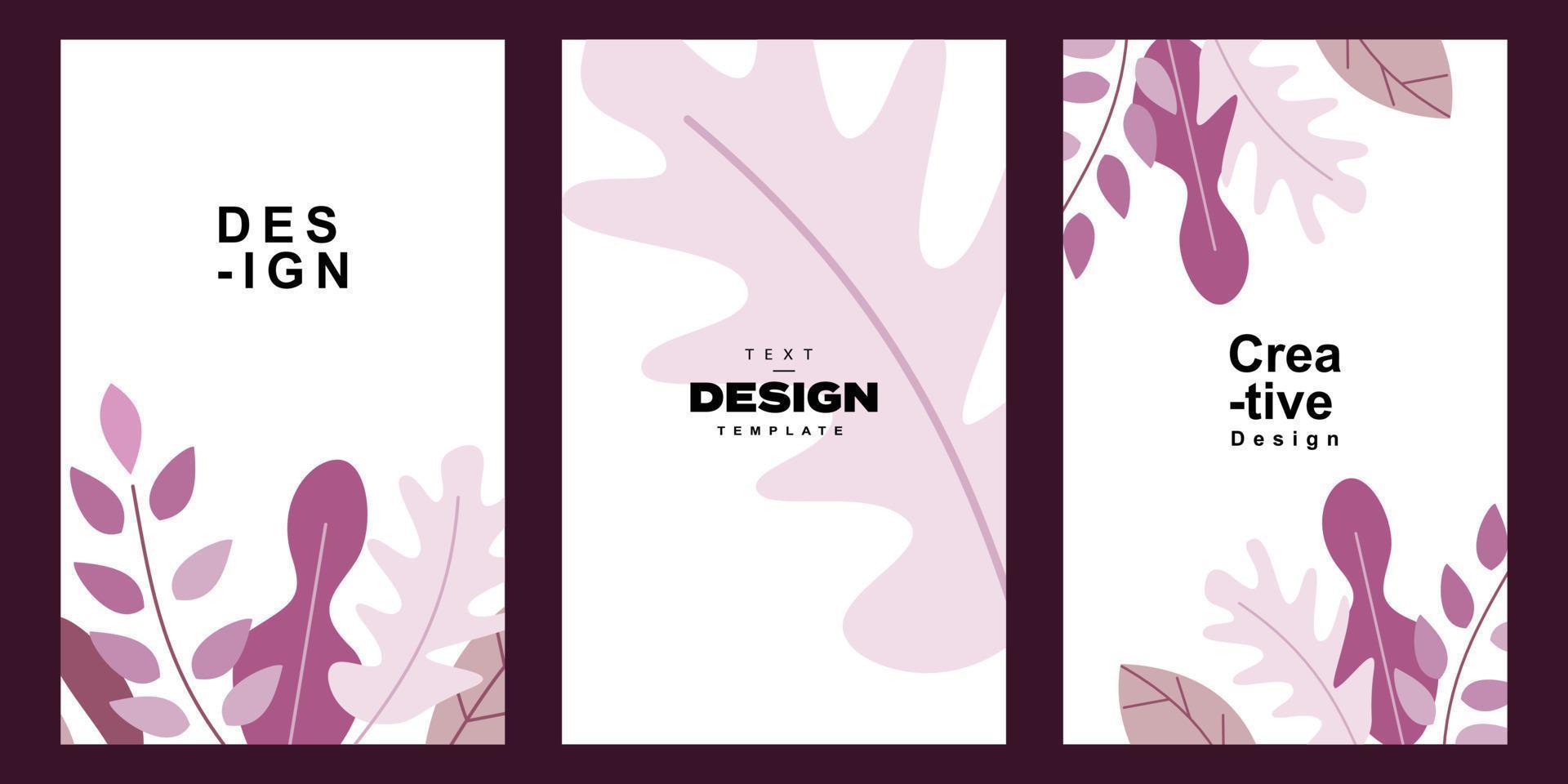 Set of floral poster template in cute and trendy design style. Collection soft and calm design for card invitation in minimalist vector