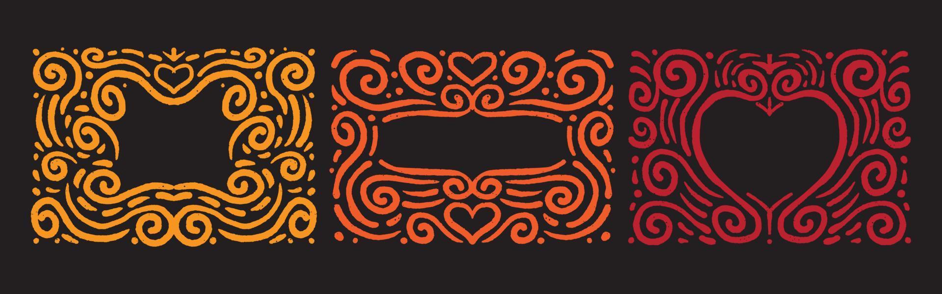 Abstract swirl geometric line design with traditional pattern style. Set of hand drawn illustration pattern in trendy design for copy space and background vector