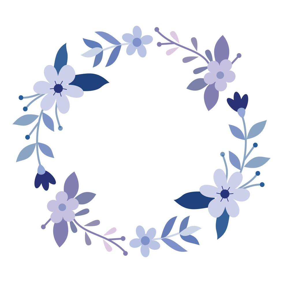 ilustración de corona de flores redondas para un diseño de marco romántico. floral minimalista para invitación de boda, espacio de copia de texto y adorno vector