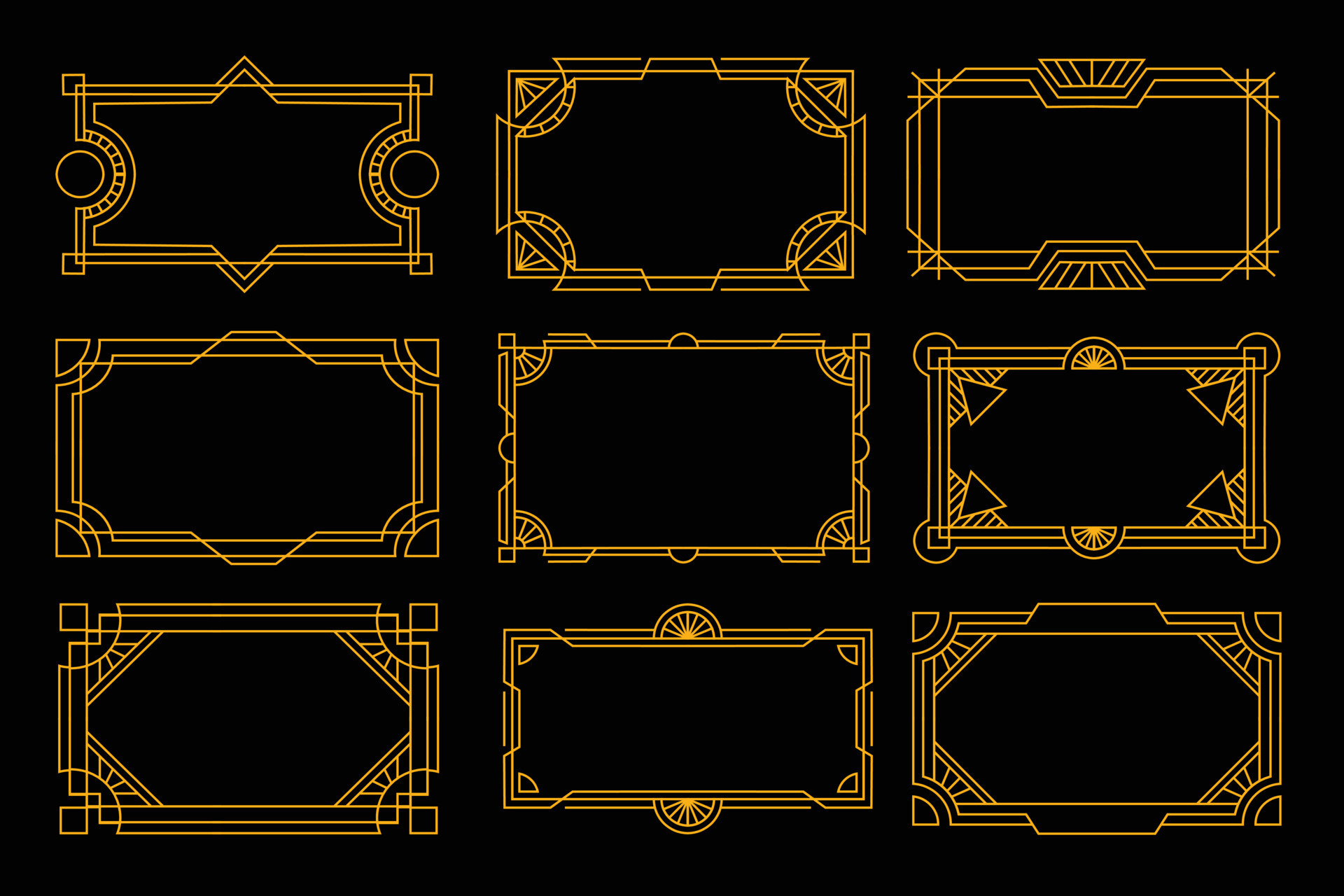 Art deco frame in golden color for classy and luxury design style