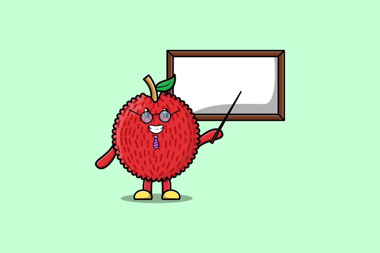 Cute cartoon Lychee teaching with whiteboard vector