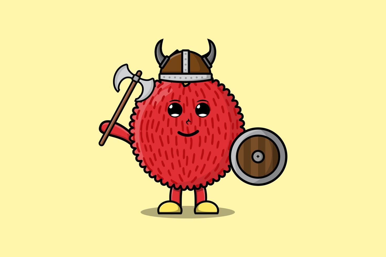 Cute cartoon character Lychee viking pirate vector