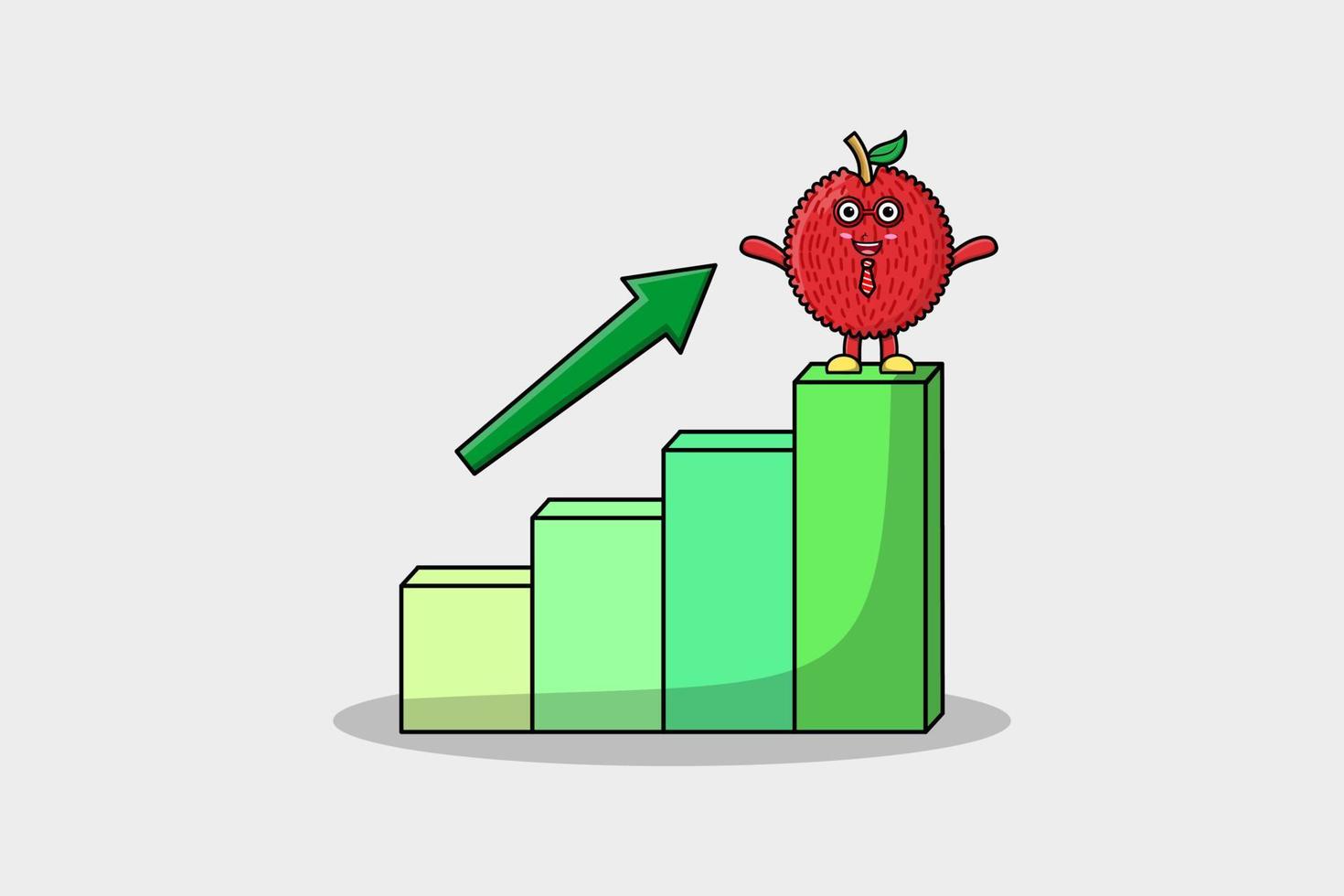 Lychee cute businessman with a deflation chart vector