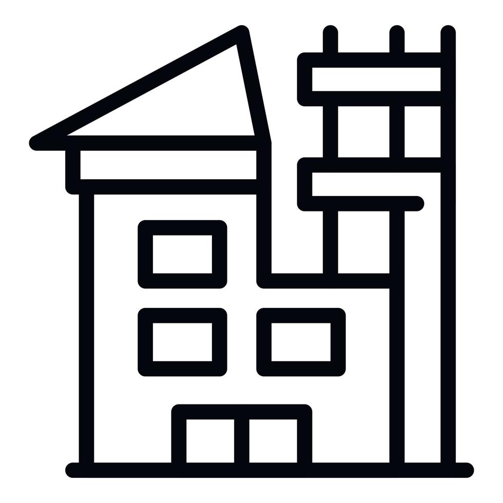 Roof house reconstruction icon, outline style vector
