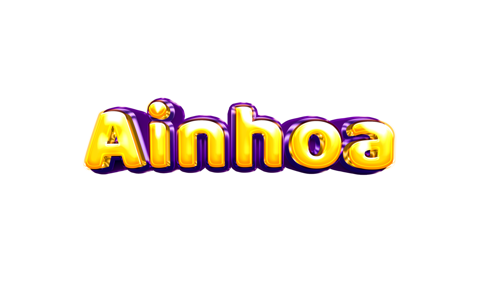 girls name sticker colorful party balloon birthday helium air shiny yellow purple cutout Ainhoa png