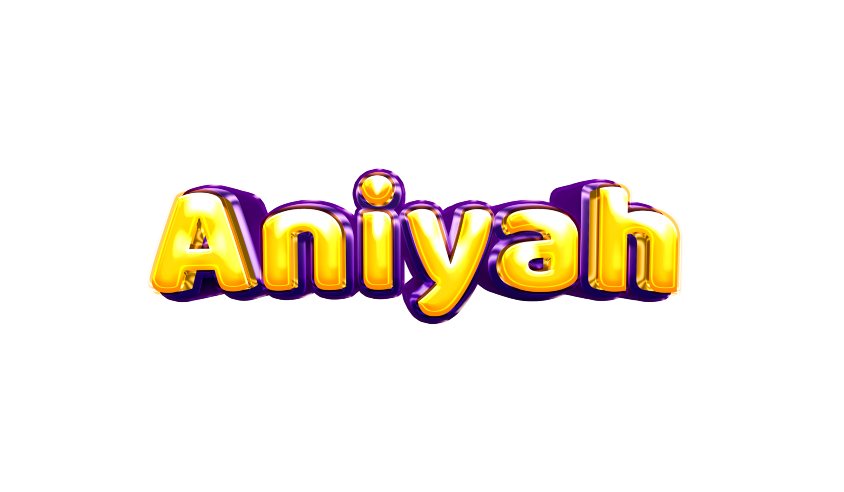 girls name sticker colorful party balloon birthday helium air shiny yellow purple cutout Aniyah png