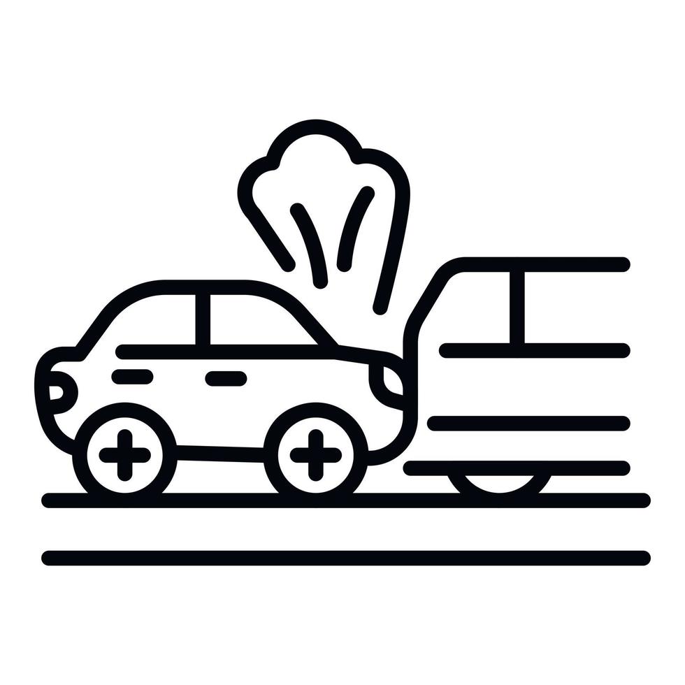 Smoking car accident icon, outline style vector