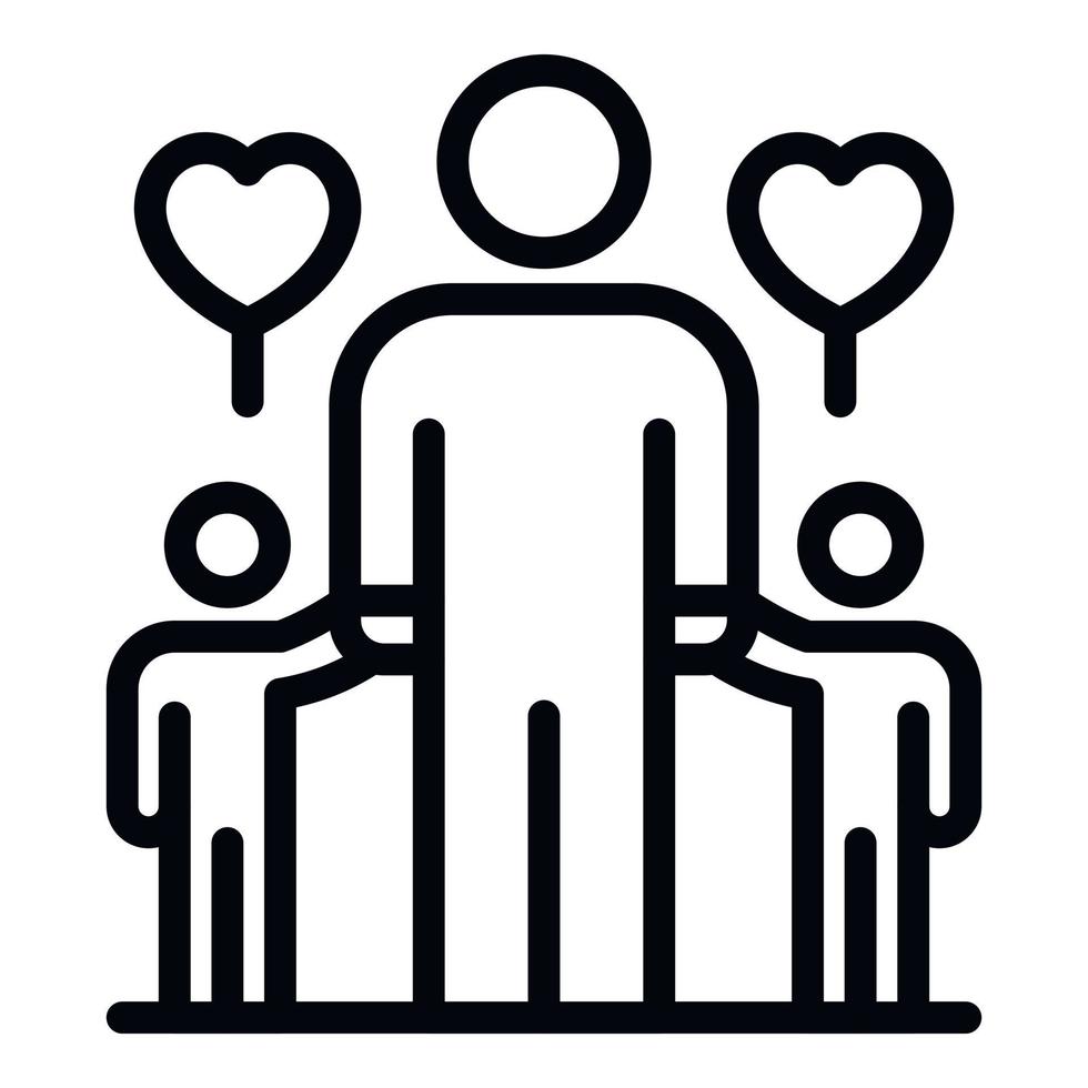 Foster family kids icon, outline style vector