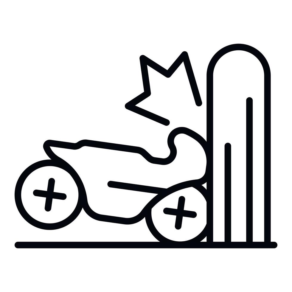 Motorcycle wall accident icon, outline style vector