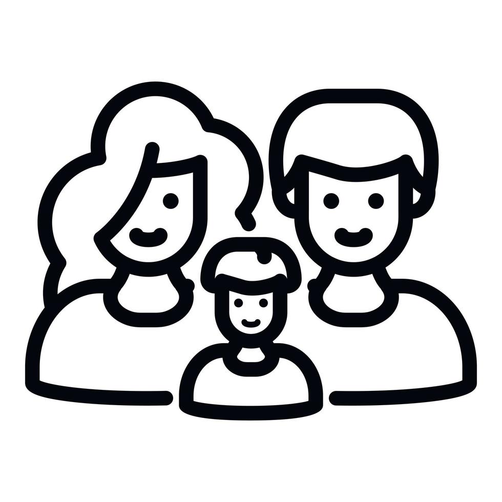 icono de familia adoptiva feliz, estilo de contorno vector